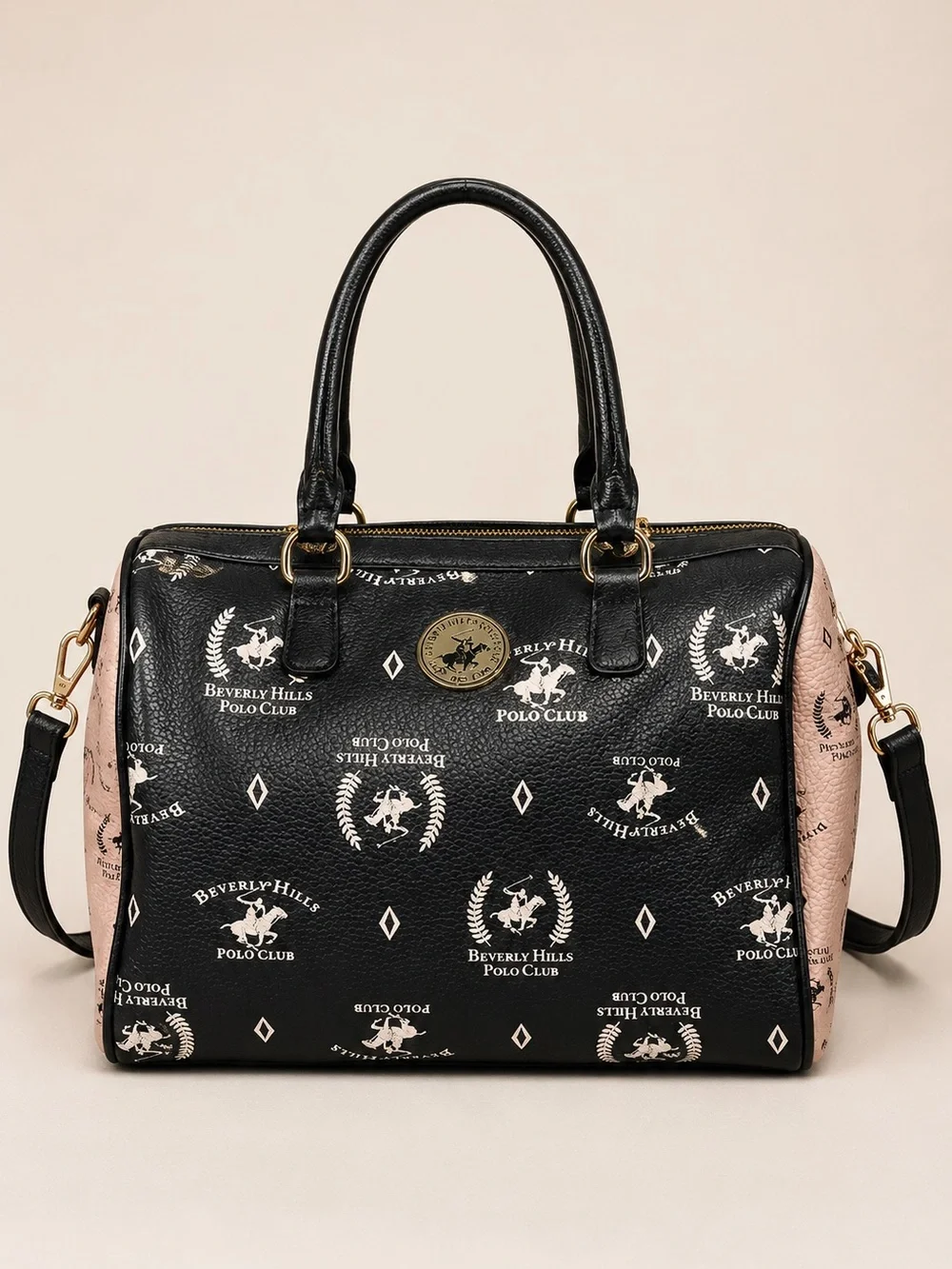Beverly Hills Polo Club Black & Pink Logo Satchel Y2K
